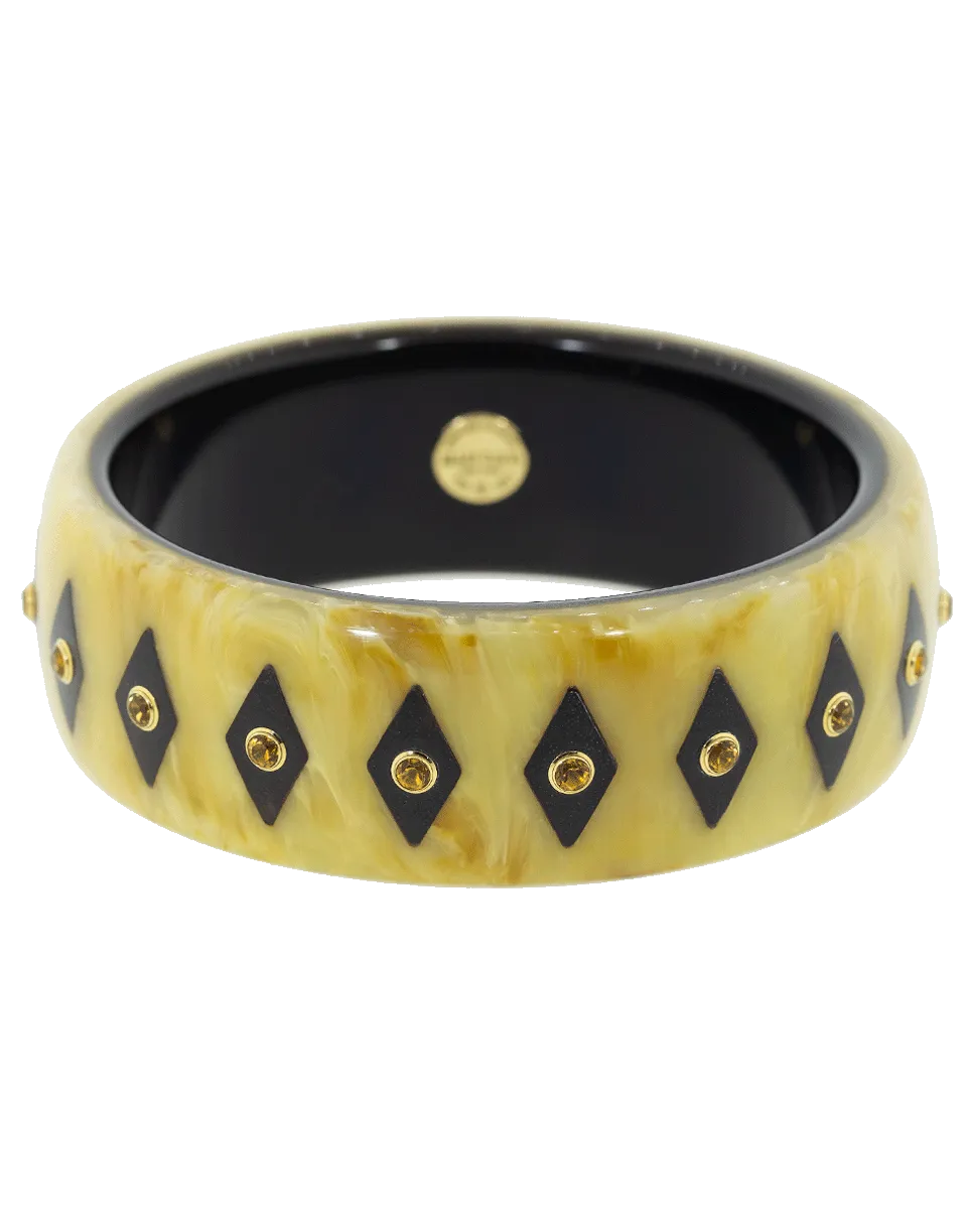 Beige and Black Citrine Bakelite Bangle