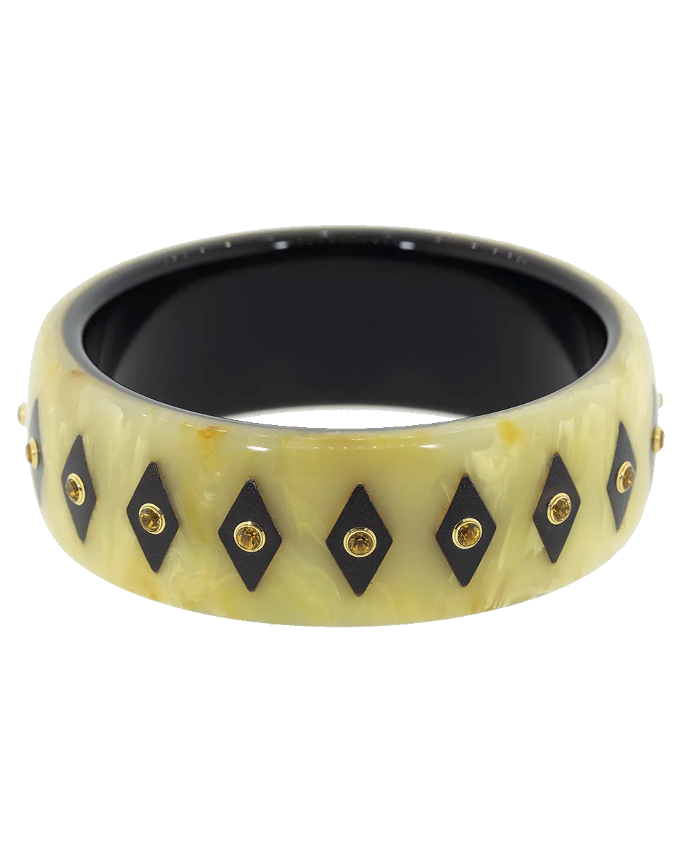 Beige and Black Citrine Bakelite Bangle