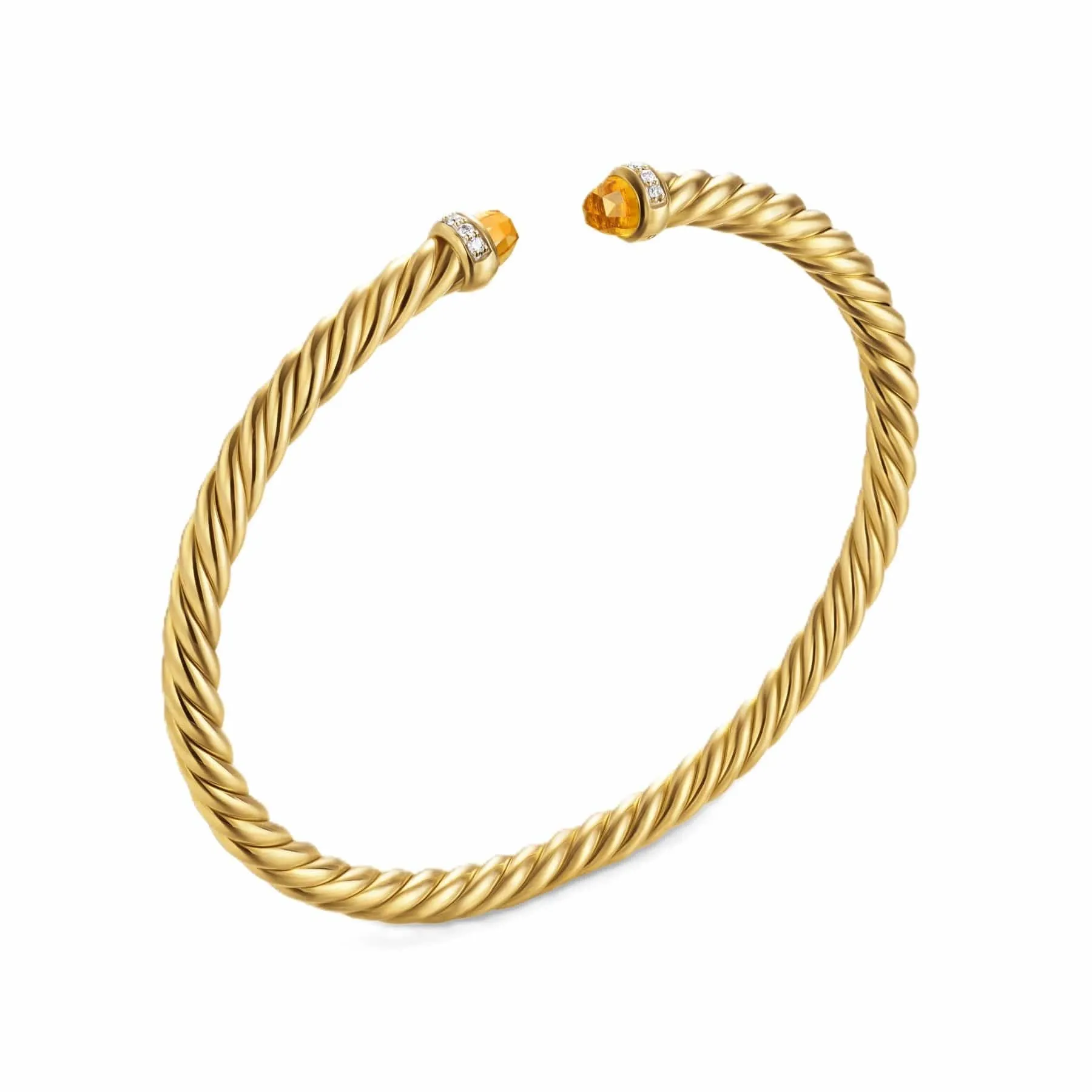 Cablespira® Flex Bracelet 18K Yellow Gold with Citrine and Diamonds, 4mm