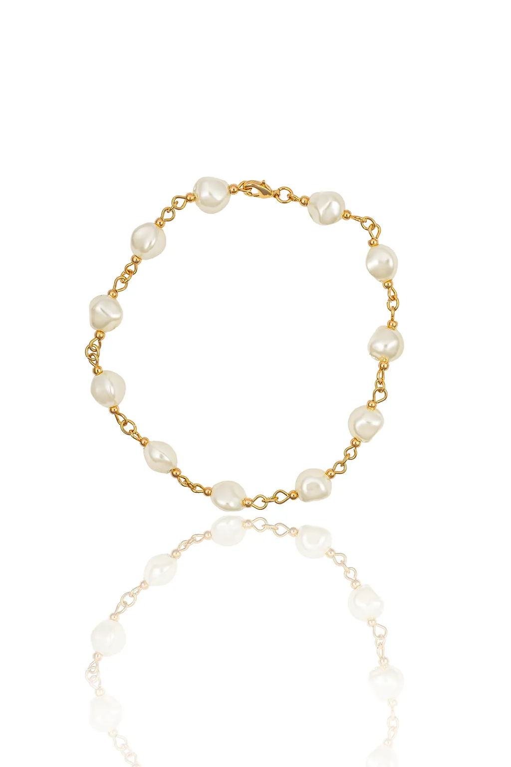 Gemstone Pearl Chain Bracelet (I125)