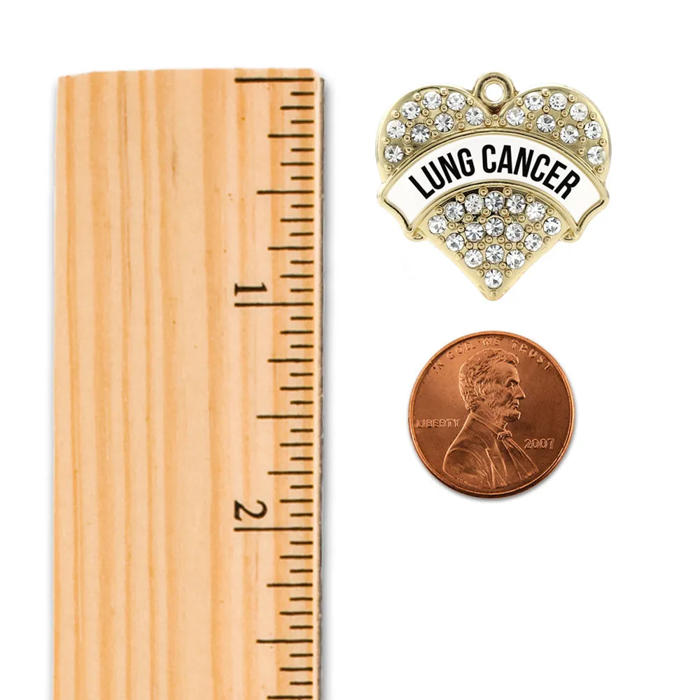 Gold Lung Cancer Awareness Pave Heart Charm Toggle Bracelet