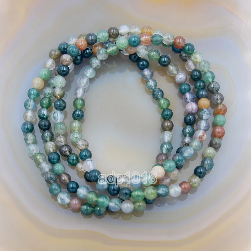 Natural Indian Agate Gemstone Beads Stretch Bracelet Healing Reiki