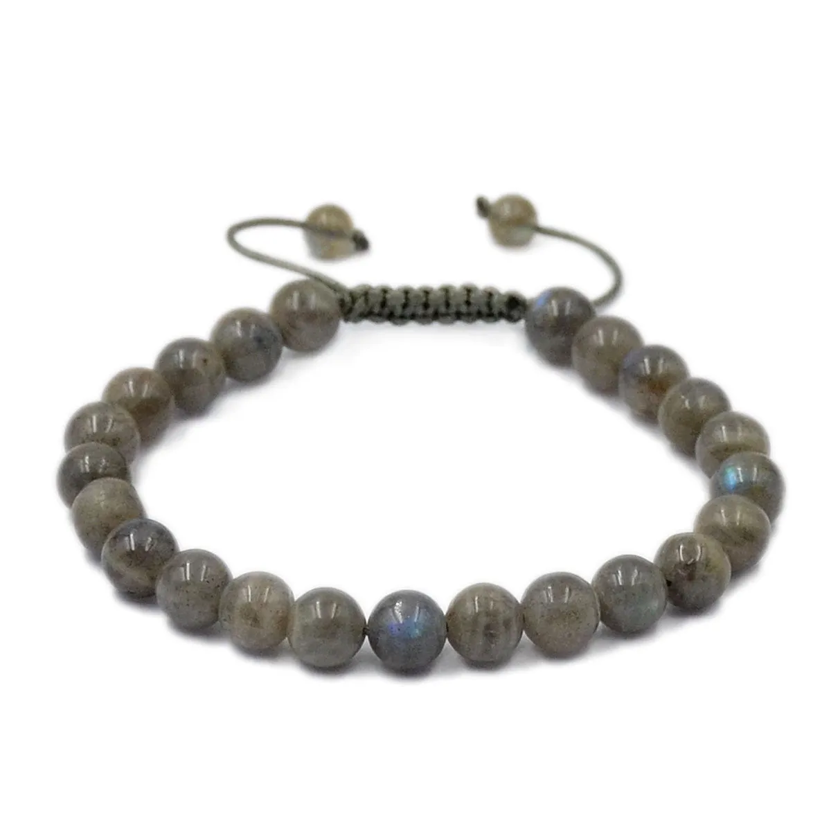 Natural Labradorite 8mm Gemstone Healing Power Crystal Adjustable Macrame Bracelet