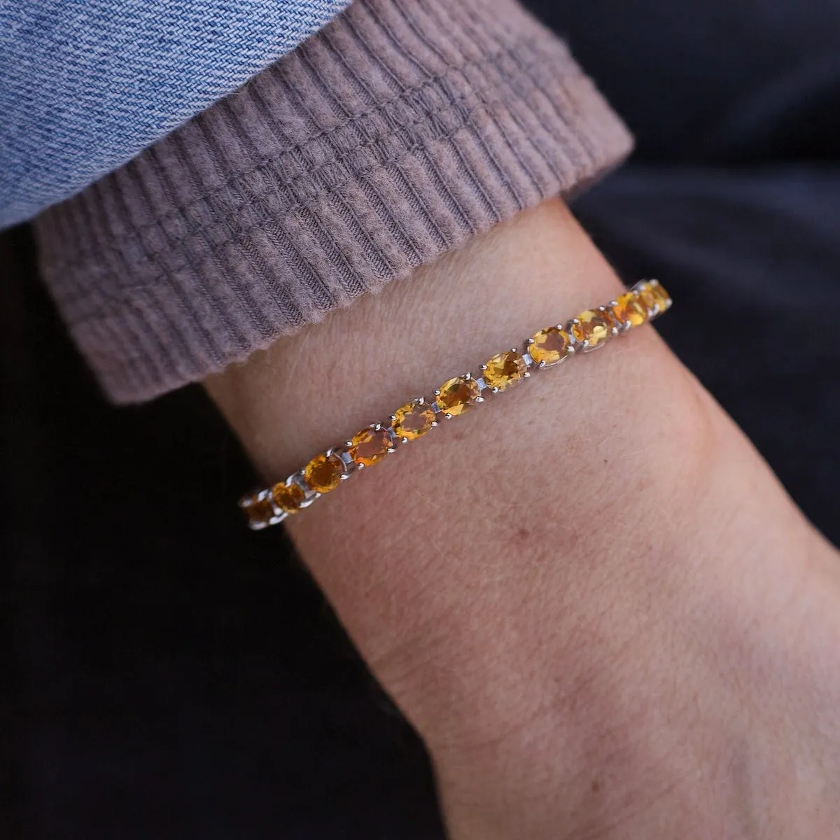 Oval Citrine Tennis Bracelet