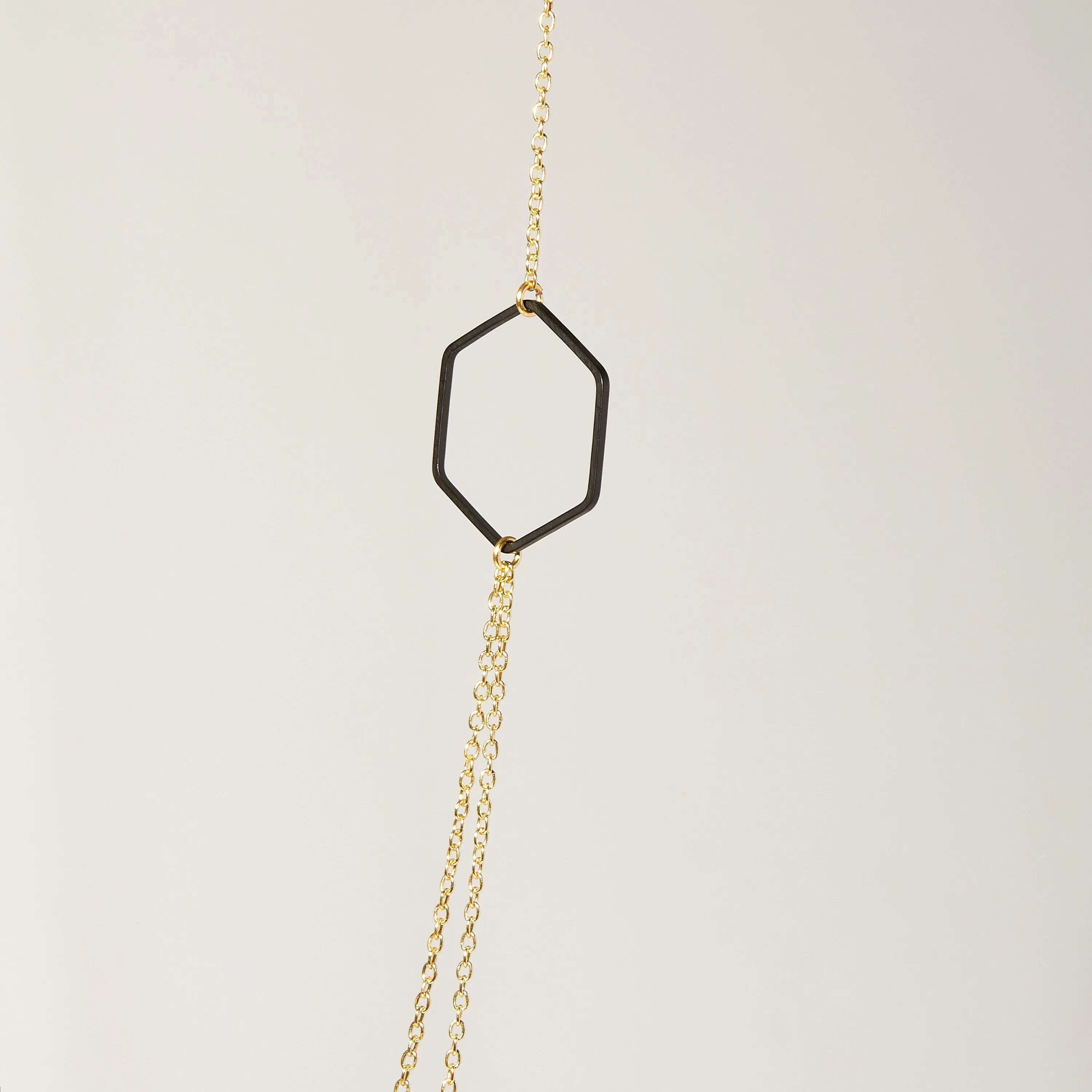 "Le Contour" Layered Black & Gold Hexagon Necklace For Women