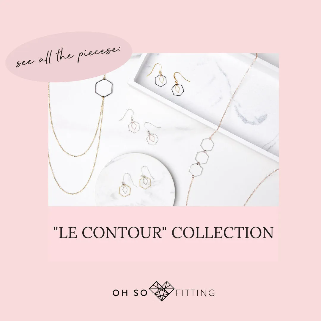 "Le Contour" Layered Black & Gold Hexagon Necklace For Women