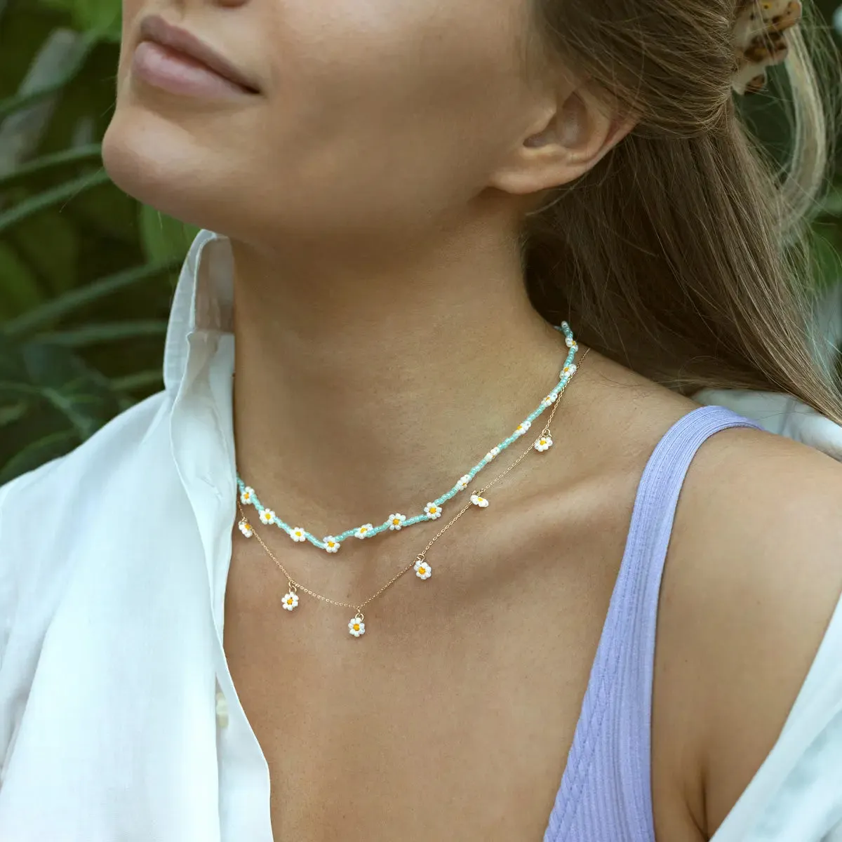 Small Flowers Bead Necklace