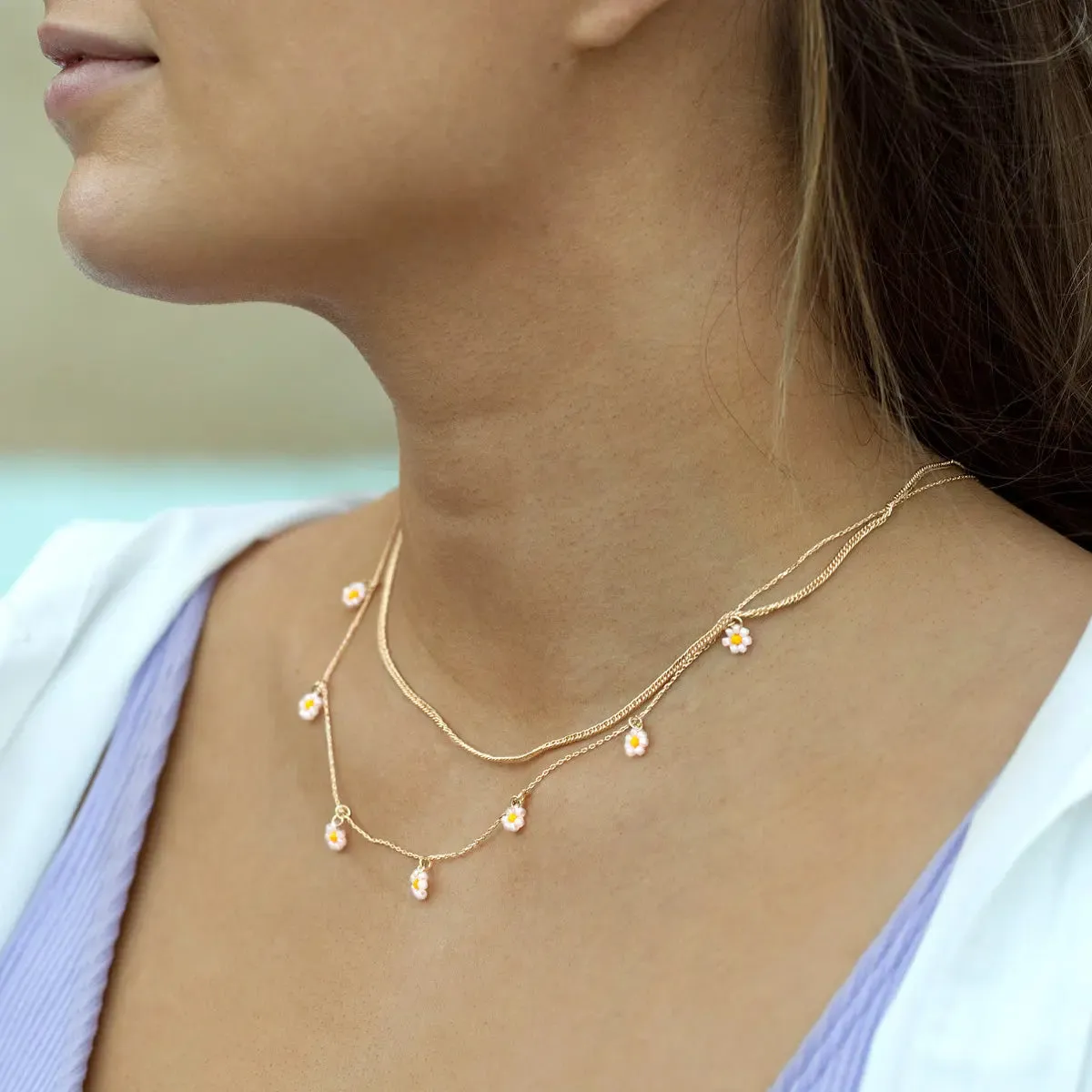 Small Flowers Bead Necklace