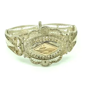 Vintage 1940s Silver Egyptian Filigree Bracelet